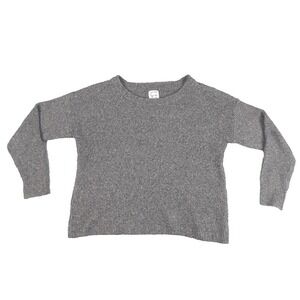 Womens M Gray Textured Knit Pullover Crewneck Sweater Minimalist Layer Cozy